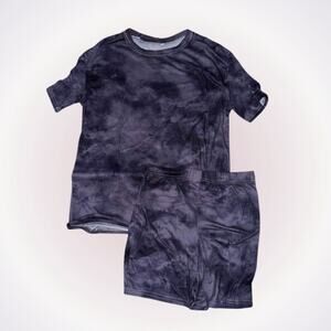Black and Gray Tie-Dye Pajama T-Shirt and Shorts Set | Sz S
